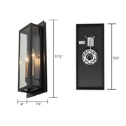 2-Light 17.5 Black Modern outdoor wall sconce