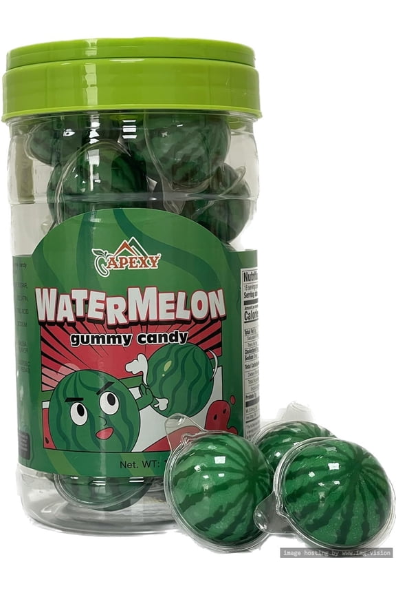 Watermelon Gummy Candy with Fruity Liquid Center Fat Free Perfect for Halloween, Birthday, Trick Or Treat, Party Candy 11.42oz