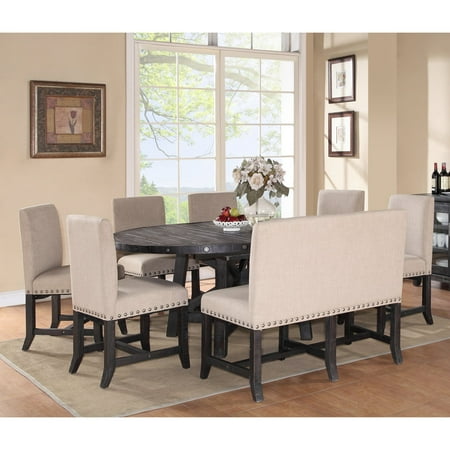 Modus Yosemite 8 Piece Oval Dining Table Set With Upholstered Chairs And Settee Modus Yosemite 8 Piece Oval Dining Table Set With Upholstered Chairs And Settee