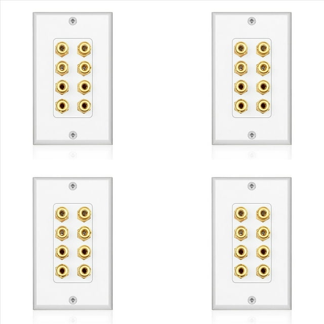 4X 8 Postes Placa de Pared del Altavoz Placa de Pared del Cine en Casa Panel de Audio para 4 Altavoces
