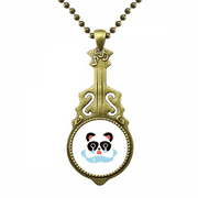 Sad Little Panda Poor Cartoon Expression Necklace Antique Guitar Jewelry Music Pendant