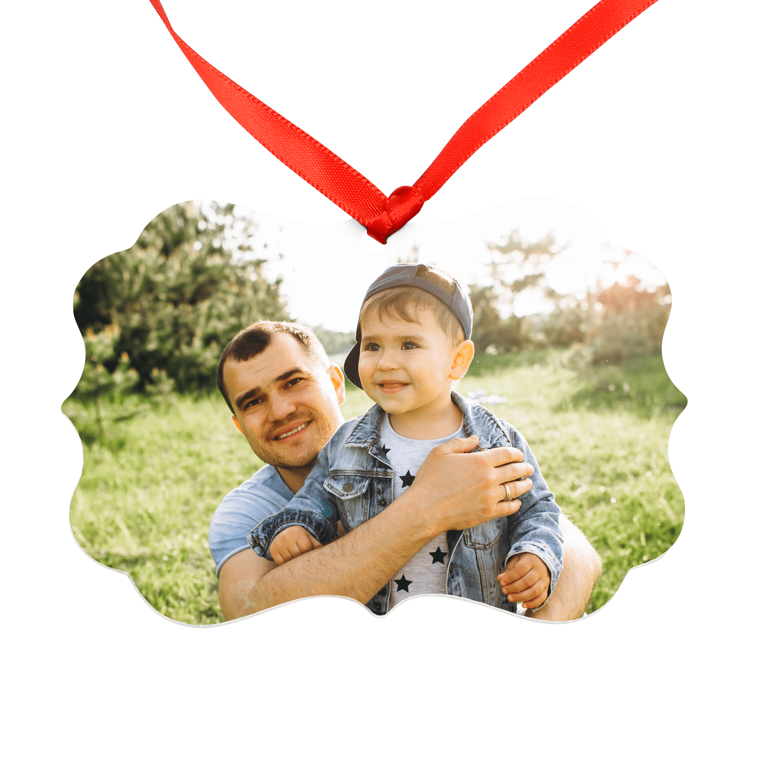 3x4 Scalloped Metal Ornament, Double-Sided