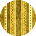 thumbnail image 1 of Ahgly Company Machine Washable Indoor Round Abstract Yellow Contemporary Area Rugs, 7' Round, 1 of 4