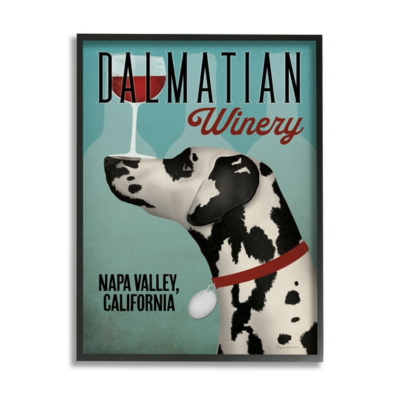 Stupell Industries Vintage Dalmatian Winery Animals & Insects Painting Black Framed Art Print Wall Art, 11 x 14