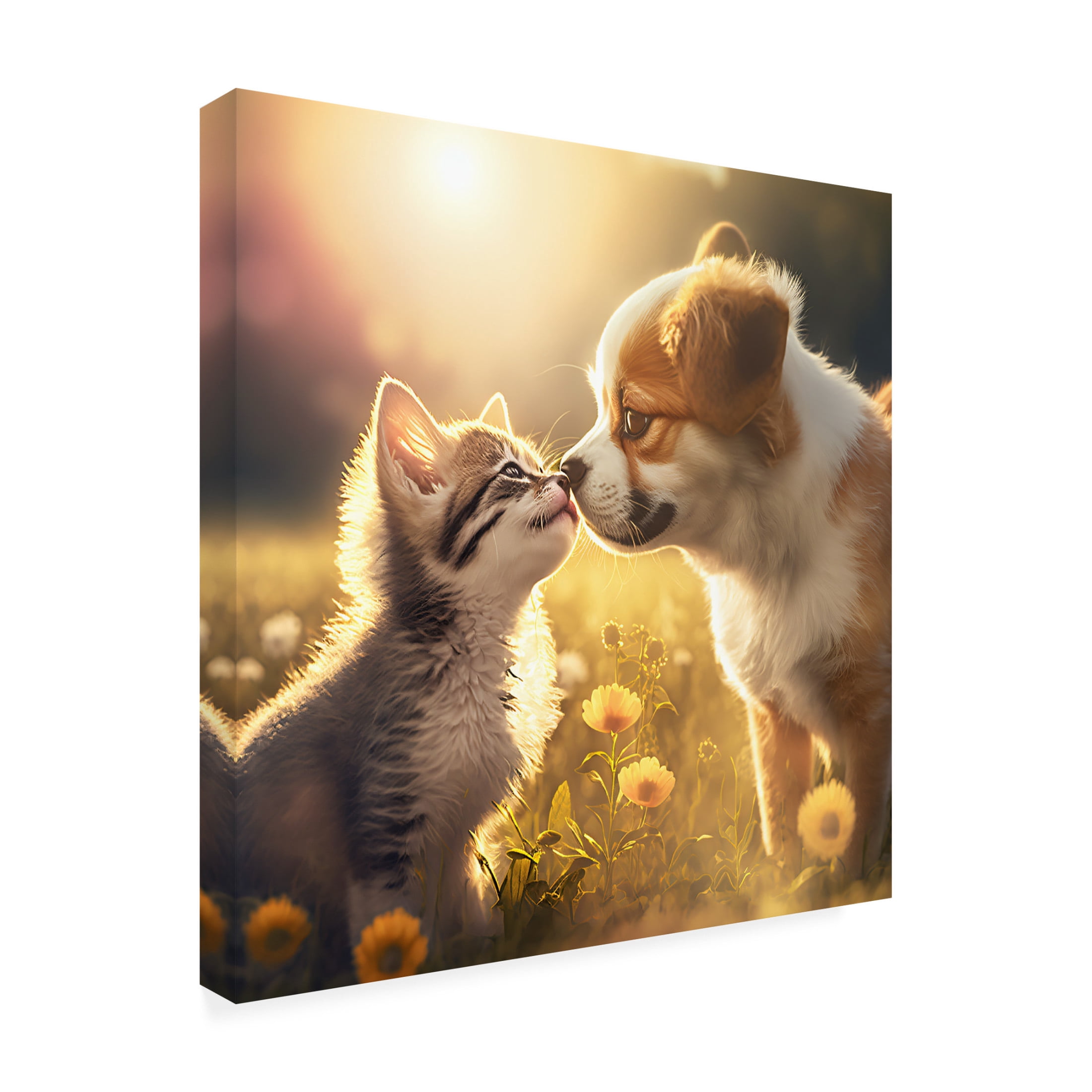 Canvas Wall Art - Ray Heere 'Cats And Dogs 33' Wall Art for Living Room, Bedroom, or Office Décor by Trademark Fine Art - 35 x 35 Inches