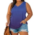 thumbnail image 6 of Plus Size Shirts for Women V Neck Sleeveless Tank Top Gradient Color Print Casual Summer Loose Fit Fashion Blouse Everyday Wear, 6 of 7