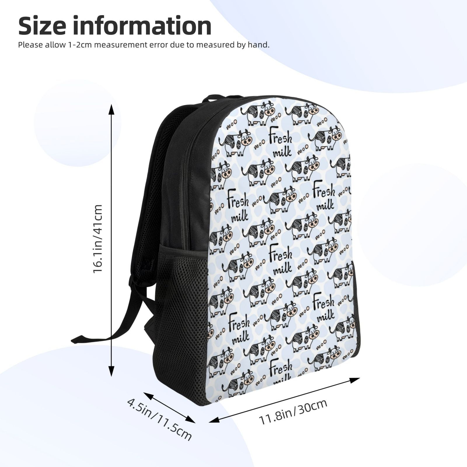 Ratiio Cow With Fresh Milk Print Backpack with Padded 15-inch Laptop Sleeve- Spacious and Durable Daypack for Work and Travel