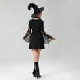 thumbnail image 2 of Michellecmm Halloween Witch Cosplay Costume for Women Lace Flare Long Sleeve Cross Tie Front Short A-Line Dress with Hat Outfits, 2 of 9