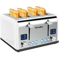 thumbnail image 1 of Toaster 4 Slice, Bagel Stainless Toaster with LCD Timer, Extra Wide Slots, Dual Screen, Removal Crumb Tray (White), 1 of 8