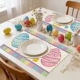 thumbnail image 6 of SDJMa Happy Easter Bunny Placemat, Colorful Eggs Daisy Place Mat for Spring Farmhouse Home Kitchen Dining Table Decor, 12.6 x 16.5 Inch, 6 of 9