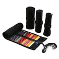 thumbnail image 5 of Estuche para lápices enrollable de lona hecho a mano de color negro puro, con 12, 24, 36, 48 y 72 agujeros, de gran capacidad, para hombres y mujeres, con cortina para lápices de colores, 5 of 5