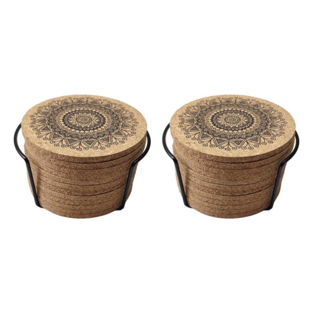 Billuyoard Posavasos de corcho de 12 piezas, posavasos absorbentes para bebidas, posavasos reutilizables de 4 pulgadas Tipo 1 2Conjunto