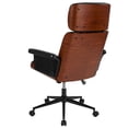 thumbnail image 3 of Black LeatherSoft High Back Walnut Wood Executive Swivel Ergonomic Office Chair, 3 of 4
