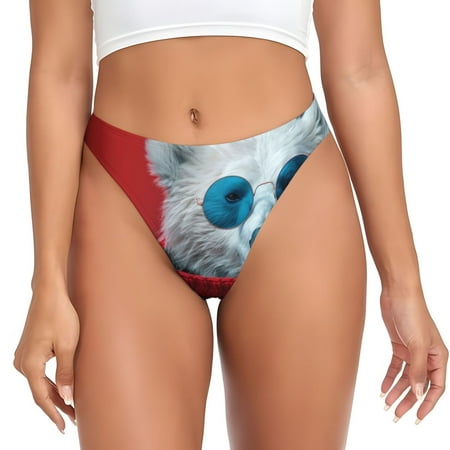 Adobk Stylish Polar Bear Sunglasses Print Seamless Women Underwear Thongs No Show Ladies Thong No Line Breathable Comfortable Panties Undies for Women-Large