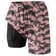 thumbnail image 4 of HDGB 2 in 1 Men's Swim Trunks with Compression Liner 9" with Zipper Pockets Quick Dry Bathing Suit Built-in Board Shorts Summer Beach Stretch Swimwear Pink,M, 4 of 4