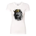 thumbnail image 2 of Wild Bobby, King Lion with Gold Crown Art, Animal Lover, Women Slim Fit Junior Tee, White, Medium, 2 of 4