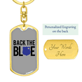 thumbnail image 3 of Police Back The Blue Stainless Steel or 18k Gold Premium Swivel Dog Tag Keychain, 3 of 10