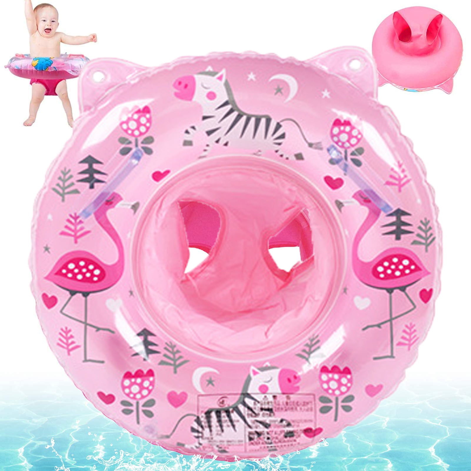 Pink Flamingo Baby Infant Inflatable Swimming Aid Trainer Seat Ring 6-24m 