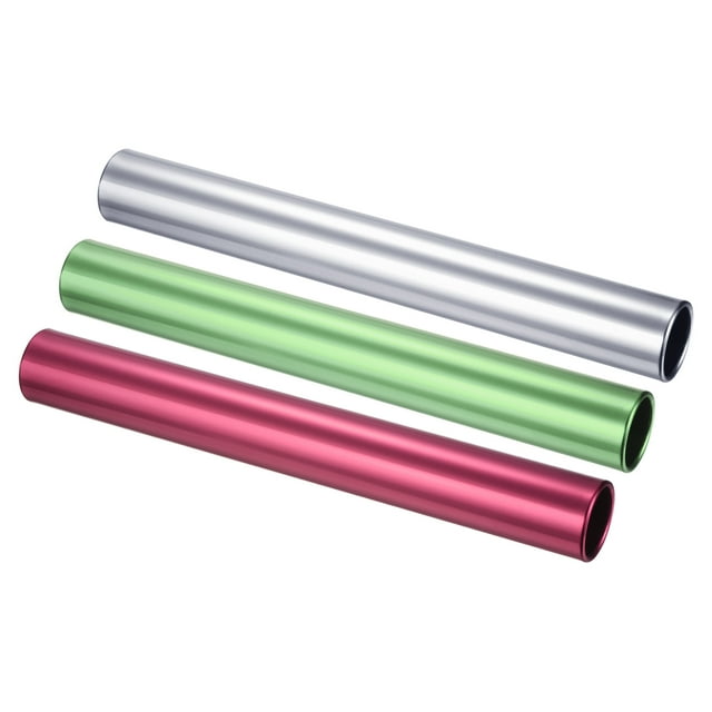 Unique Bargains Relay Track Batons Aluminum Alloy Tube Athletics Stick Green, Red, Silver 3 Pack
