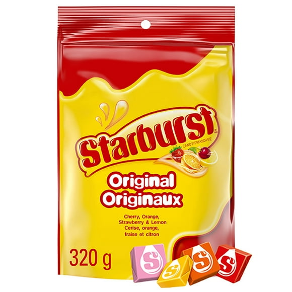 Bonbons à mâcher fruités Starburst Originaux, aromatisés aux fruits, sac, 320 g 1&nbsp;sac, 320&nbsp;g