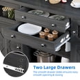 thumbnail image 4 of Dextrus Farmhouse Coffee Bar Cabinet, 59" Sideboard Buffet Cabinet Wine Cabinet with 2 Large Drawers, Visual Grid Door & Barn Doors - Gray, 4 of 11