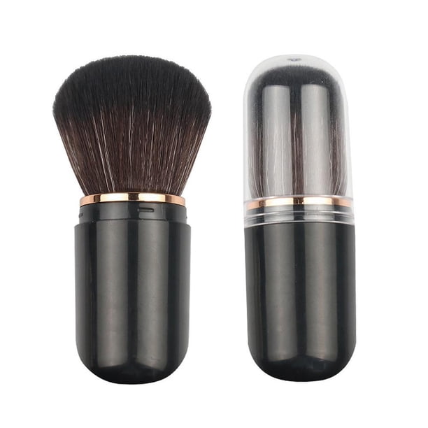CAIROYAR Brocha retráctil Kabuki para maquillaje de viaje, bonita brocha para rubor en forma de cápsula, brocha multifuncional para polvo de uñas, brocha retráctil portátil de fibra artificial para po