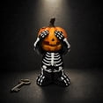 thumbnail image 5 of Set of 3 See No Hear No Speak No Evil Skeleton Pumpkin Figurines Resin Halloween Tabletop Decoration Fall Thanksgiving Home Decor for Mantel Shelf, 5 of 7