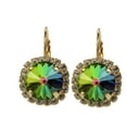 thumbnail image 3 of Leverback Earring Swarovski Vitrail Medium Halo Crystal Nickel Free Blue Green Purple Yellow Pink, 3 of 4