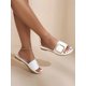 thumbnail image 1 of Women Apricot Buckle Detail Flat Slide Sandals, Fashionable Open Toe Mules For Daily, 1 of 4