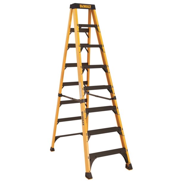 DeWalt 8' Fiberglass Step Ladder, 12' Reach, 500 lbs Load Capacity