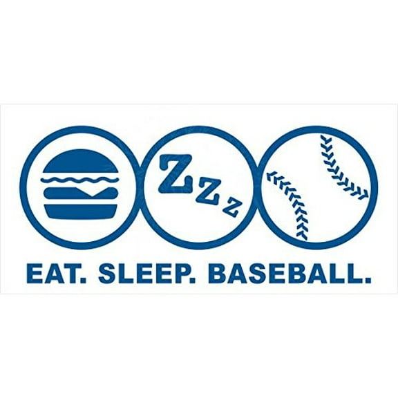 Eat Sleep Baseball Sports Wall Decals Vinyl Wall Letters Stickers, Traffic Blue, 36x15-Inch