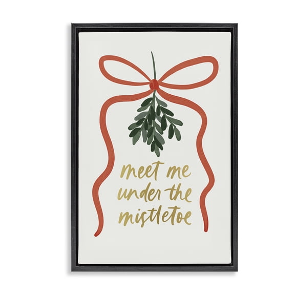 Stupell Industries French Country Under Mistletoe Christmas Black Floating Frame Canvas Art, 17 x 25, by Amanda Houston