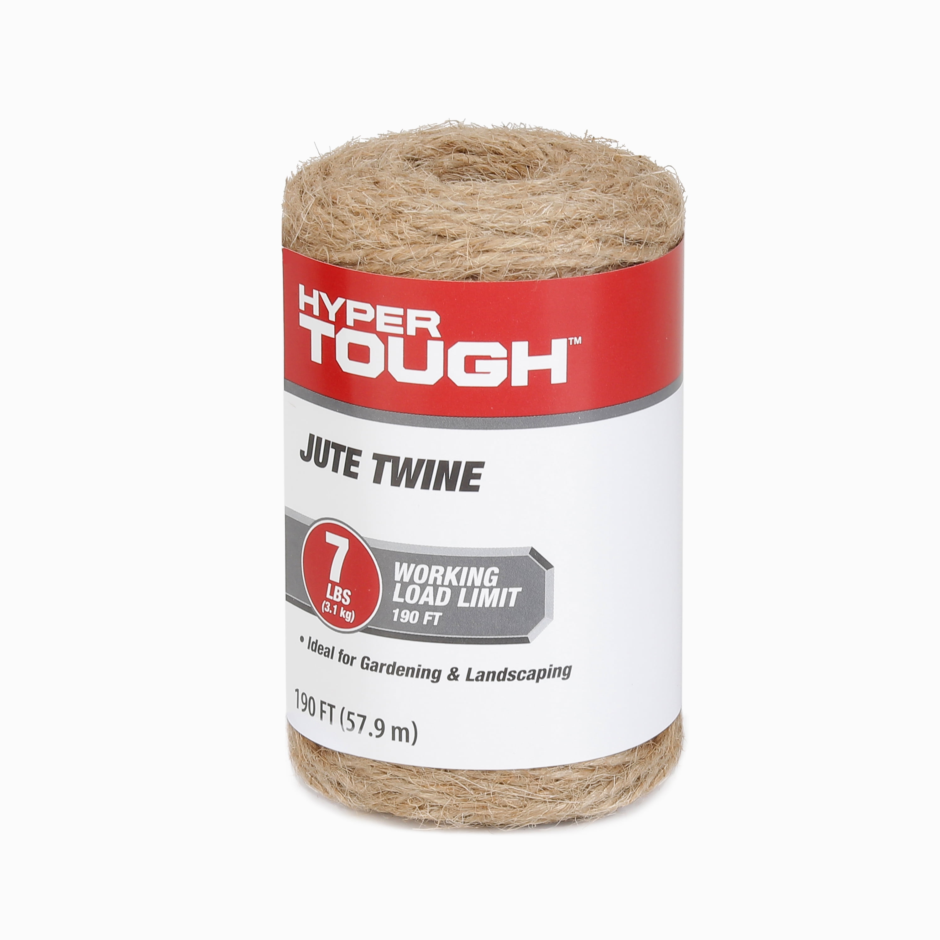 (4 pack) Hyper Tough 190' Jute Twine Natural, 7 lb Working Load Limit, Brown, Rope