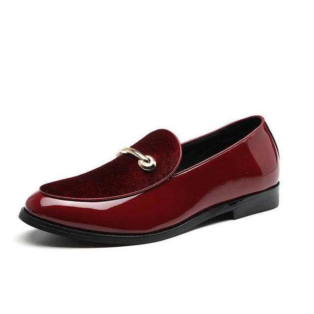 Zapatos de vestir de punta puntiaguda de moda para hombre, mocasines de charol Oxford para hombre, zapatos formales para boda (27,5 cm)