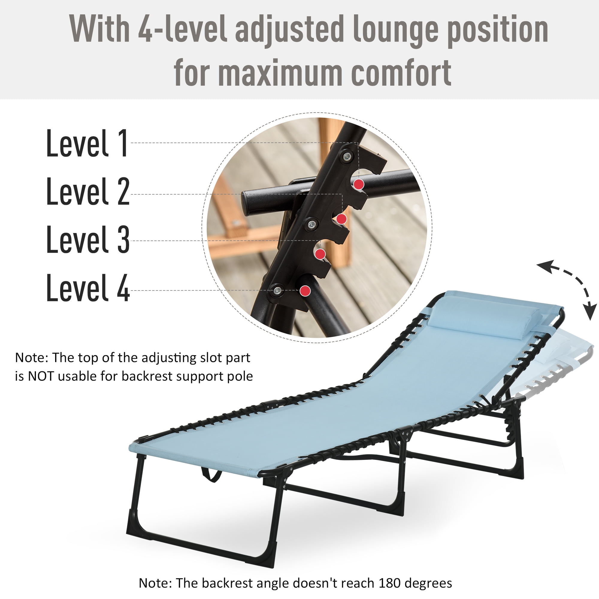 Folding Chaise Lounge Pool Chair, Patio Sun Tanning Chair, Outdoor Lounge Chair