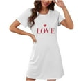 thumbnail image 1 of Amzcrzy Pyjamas pour Femmes Cadeaux de la Saint-Valentin pour Femmes Robe de Nuit Décontractée à Manches Courtes et Col Rond Mode avec Cœur Graphique, 1 of 2