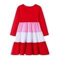 thumbnail image 5 of HILEELANG Girls Christmas Dress Long Sleeve Red Pink Tiered Party Outfit with Heart Bow Cotton Holiday Valentine’s Day Dress for Toddler Kids 2T, 5 of 7