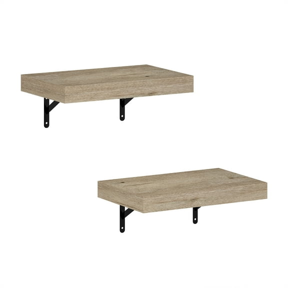 Furinno TANNA 15-Inch Wall Mounted Floating Display Shelves in Natural Set of 2