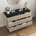 thumbnail image 4 of Resenkos Rustic Boho Wood Dresser for Bedroom with 6 Drawers, Hollow Design Storage Organizer Bedroom Furniture, Natural, 4 of 11
