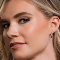 thumbnail image 4 of Gem Stone King 14K Yellow Gold Purple Amethyst and Lab Grown Diamond Dangle Earrings for Women | 2.16 Cttw | Gemstone February Birthstone | Cushion 7X5MM, 4 of 6