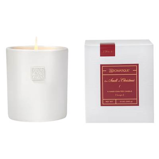 The Smell Of Christmas Aromatique Large Boxed 12 Oz White Ceramic Scented Jar Candle Walmart Com Walmart Com