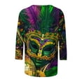 thumbnail image 5 of Cavosen Carnival Womens Casual Tops 3/4 Sleeves Mardi Gras Shiny Mask Graphic Print Shirts Round Neck Party Festival Blouse Comfy Fashion Holiday Tops Dressy Party Funny Tees L, 5 of 5
