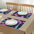 thumbnail image 3 of Neon Feather with Dots Pattern Summer Placemats Table Placemats Set Of 4-Linen Kitchen Washable Placemats Table Mats 11.8"x17.7" Non-Slip Heat Resistant, 3 of 6