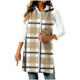 thumbnail image 2 of Pincandy Plaid Overall Dress for Women Round Neck A Line Skirtall Jumper Mini Dress Pinafore with Pockets, 2 of 6
