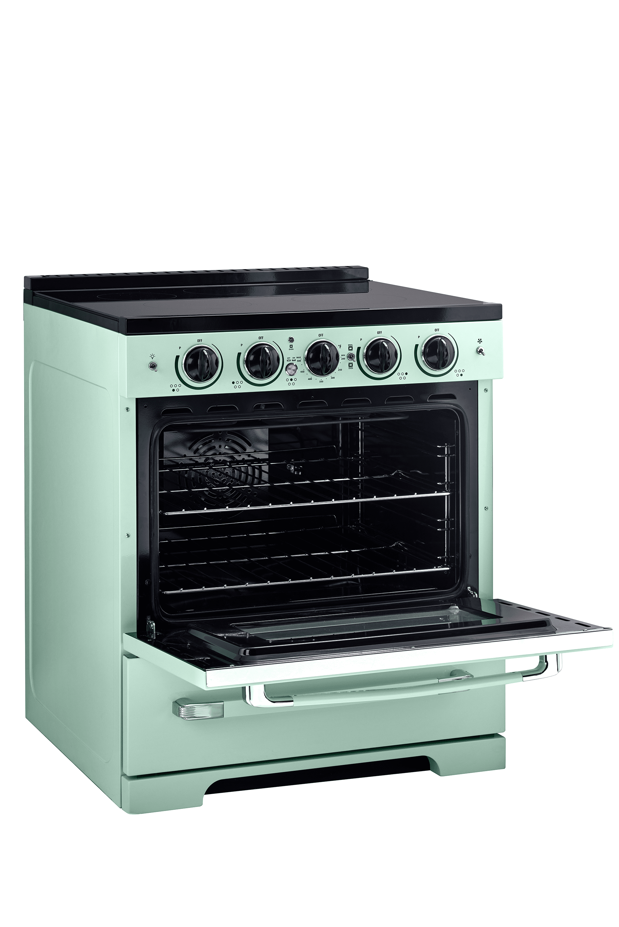 Unique 30' Classic Retro Induction Range, Summer Mint Green