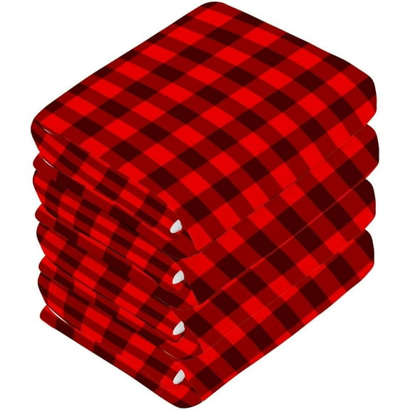 Coolnut 6 PCS Red Plaid Washcloths, 12 X 12 Inches Cotton Wash Cloths, Highly Absorbent and Soft Face Towels for Bathroom,Gym,Hotel and Spa