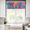 thumbnail image 3 of Tie-Dye Art Kitchen Curtains and Valances Set, Watercolor Colorful Ethnic Style Abstract Art Dyeing Rod Pocket Window Valance Window Curtain Panels for Living Room Bedroom, 27.5x36in, 3 Pieces, 3 of 7