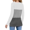 thumbnail image 2 of Qarigey Camiseta de mujer con cuello en V Blusa informal delgada de manga larga con bloque de color, negro, S Prendas para la parte del cuerpo Blanco L Qarigey AP003524-13, 2 of 5