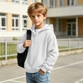 thumbnail image 5 of Rvasteizo Kids Boys Girls Sweatshirt Half Zip Hooded Solid Long Sleeve Sweatshirt Top for Boys Girls 3-14Years, 5 of 5