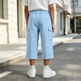 thumbnail image 3 of Maean Boys Capris Pants Sweatpants Wide Leg Elastic Waist Casual Loose Cargo Pant with Pockets, 3 of 7